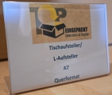 Tischaufsteller / L-Aufsteller DIN A7 Querformat 105x74mm