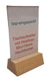 Tischaufsteller / Preisaufsteller 80x115mm Hochformat mit Holzfu